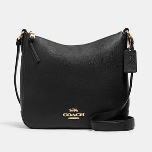 Coach Bag Black Pebbled Leather Crossbody Shoulder Bag Ellie File Bag